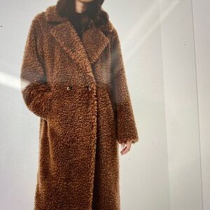 Brand New Medium Bernardo Faux Shearling Brown Coat, Brown